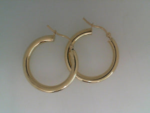10k yellow gold lightweight tube hoop earrings 3mm