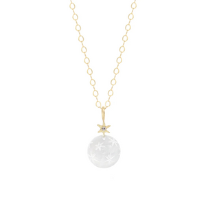 Acanthus 14k yellow gold Small Crystal Celestial sphere necklace 20"