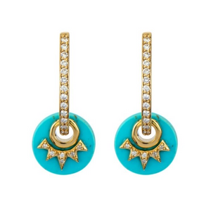 Three Stories 14k Gold Single Love Explosion Turquoise Disc Earring Charm