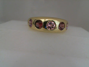 Lauren K 18k yellow gold Gypsy set Pink sapphire  five stone ring 1.38