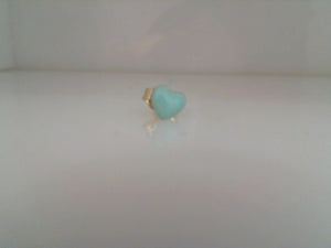 Alison Lou 14k yellow gold vert clair blue heart stud earring