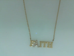 Anzie 14k yellow gold custom Love Letter Faith necklace with diamond l