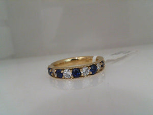 LBL 14k yellow gold diamond and blue sapphire band .50/.80tw