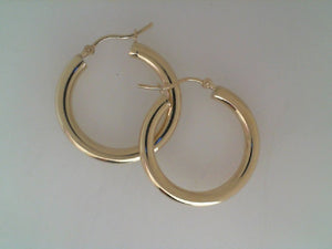 10k polished 3mm tube hoop earrings