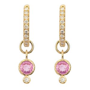 Three Stories 14k  Gold Single Pink Sapphire and Diamond Earring Charm