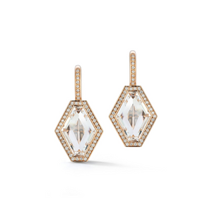 Walters Faith 18k Rose Gold  Diamond & Rock Crystal Hexagon Earrings