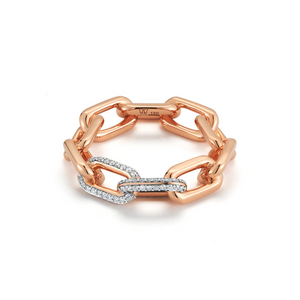 Walters Faith 18k Rose Gold & Diamond Large Link Chain Ring