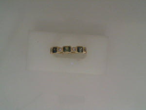 LBL 14k yellow gold emerald cut green sapphire and diamond band .07/1.