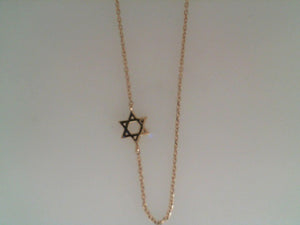 Anzie 14k yellow gold Love Letter  large Star of David necklace