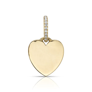 Gold heart with attached diamond covered loop