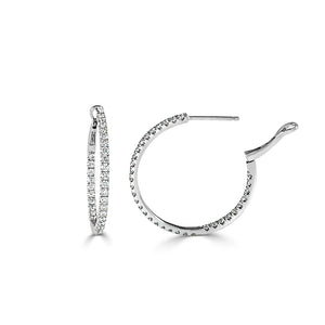 SABRINA DESIGNS - 14k White Gold 1" Diamond Hoop Earrings