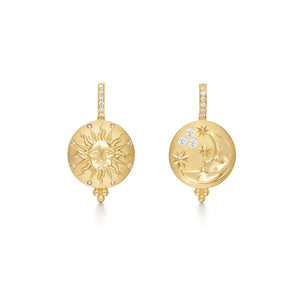 TEMPLE ST CLAIR  18k Yellow Gold Sole Luna Leverback Earrings with Diamonds