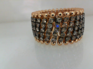 Serafino Consoli 18k rose gold ring to bracelet half 7 row champagne d