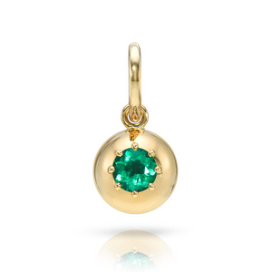 Single Stone 18k Gold Green Emerald Luna Pendant  .55tw