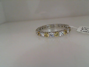 LBL 18k white gold diamond and yellow sapphire eternity band .81/1.06t