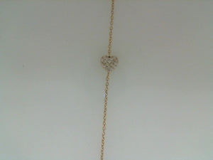 Anzie 14k yellow gold diamond pave love Letter Heart bracelet