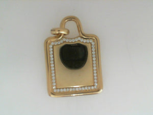 Robinson pelham 18k yellow gold Large ID tag with diamond 37x26mm