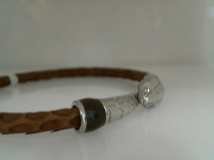 Makhala snakeskin leather cord with silver snake clasp