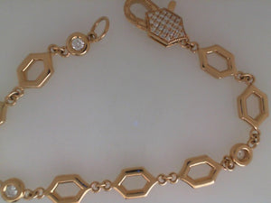Erica Courtney 18k Gold Bezel Set Diamond & Hexagon Bracelet