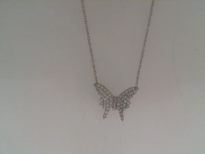 RGE 14k white gold diamond butterfly necklace .38tw