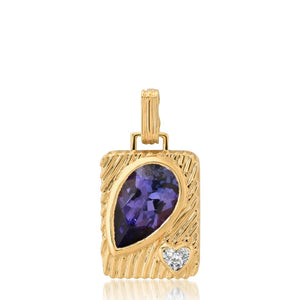Helena Rose Ripple Pear Amulet in Tanzanite