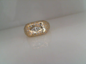 Logan Hollowell 18k yellow gold pave diamond Oracle ring with diamond