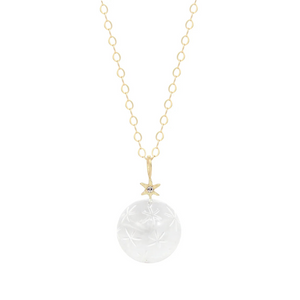 Acanthus 14k yellow gold Large North Star Celestial Crystal sphere necklace 20"