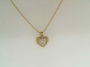 KC Designs 14k yellow gold diamond and heart pendant necklace .18tw16"