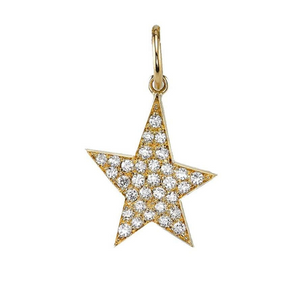 Single Stone 18k Gold Cobblestone Pave Diamond Star Charm