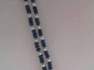 Sason designs faceted blue sapphire and 3.5mm freshwater pearl necklac