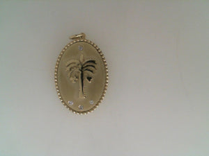 Zahava 10k yellow gold  25mm Date Palm tree pendant