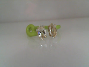 Bea Bongiasca 9k yellow gold double vine ring in lime green and rock c