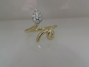 Bea Bongiasca 9k yellow gold baby vine ring with diamond pave pear .13