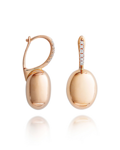 Nanis "CILIEGINE" 18k Rose Gold Ball Drop Dancing in the Rain Earrings with Diamonds