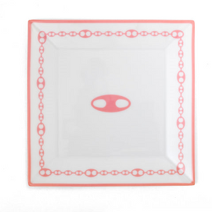 Jenna Blake Pink and White Nautical Porcelain Limoges Jewelry Dish