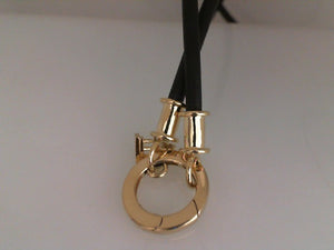 Temple St Clair 18k yellow gold enhancer clasp on black leather cord