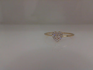 Anzie 14k yellow gold Love Letter diamond pave heart ring