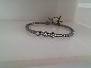 Hulchi Belluni 18k black gold round bead stretch bracelet with three b