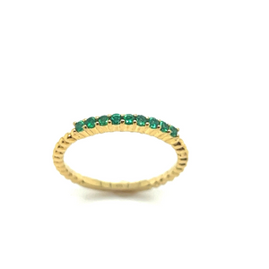 Gemma Couture 14k Yellow Gold Emerald Beaded Band