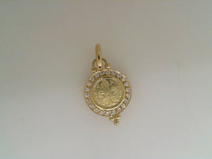 Temple St Clair 18k yellow gold 10mm Giglio Fleur De Lis diamond penda