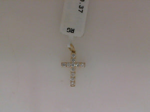 RGE 14k yellow gold diamond Cross pendant .22tw