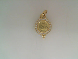 Temple St Clair 18k yellow gold 10mm Pave Angel pendant