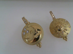 Temple St Clair 18k yellow gold Sole Luna leverback earrings with diam