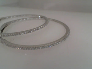 Sabrina 14k white gold diamond hoop earrings 1.5" .54tw