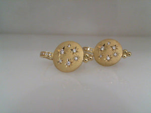 Temple St Clair 18k yellow gold Cosmos lever back earrings with diamon