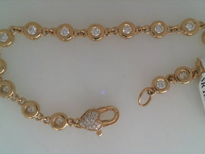 Erica Courtney 18k yellow gold heavy bezel set diamond bracelet with d