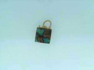PHW 24k YG turquoise pendant