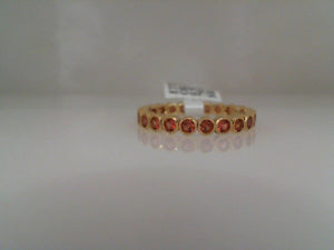 Erica Courtney 18k yellow gold bezel set orange sapphire band .92tw