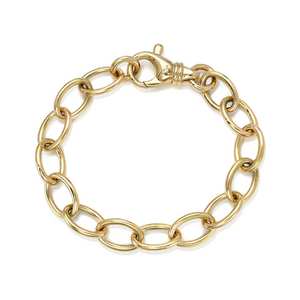 Single Stone 18k Gold Oval Link Sport Luxe Bracelet