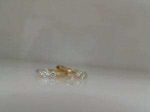 Three Stories 14k yellow gold single 3 stone small hoop earring
